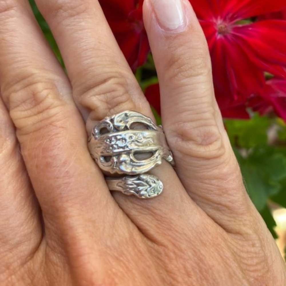 VTG CELLINA Sterling Wrap Spoon RING - Picture 2 of 11